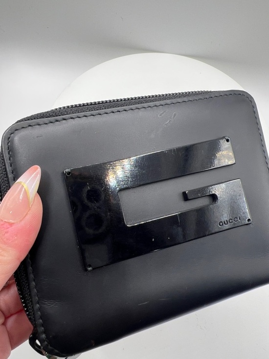 Gucci Other - 7050. Authentic Gucci Black Leather Zip Wallet with Glossy Logo. Made in Italy.